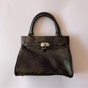 Danier Mini Top Handle Crocodile Embossed Leather Purse